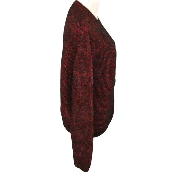 Magaschoni Sweater Womens Medium Black Burgundy Wool Blend Chunky Wool Cotton - Picture 5 of 11